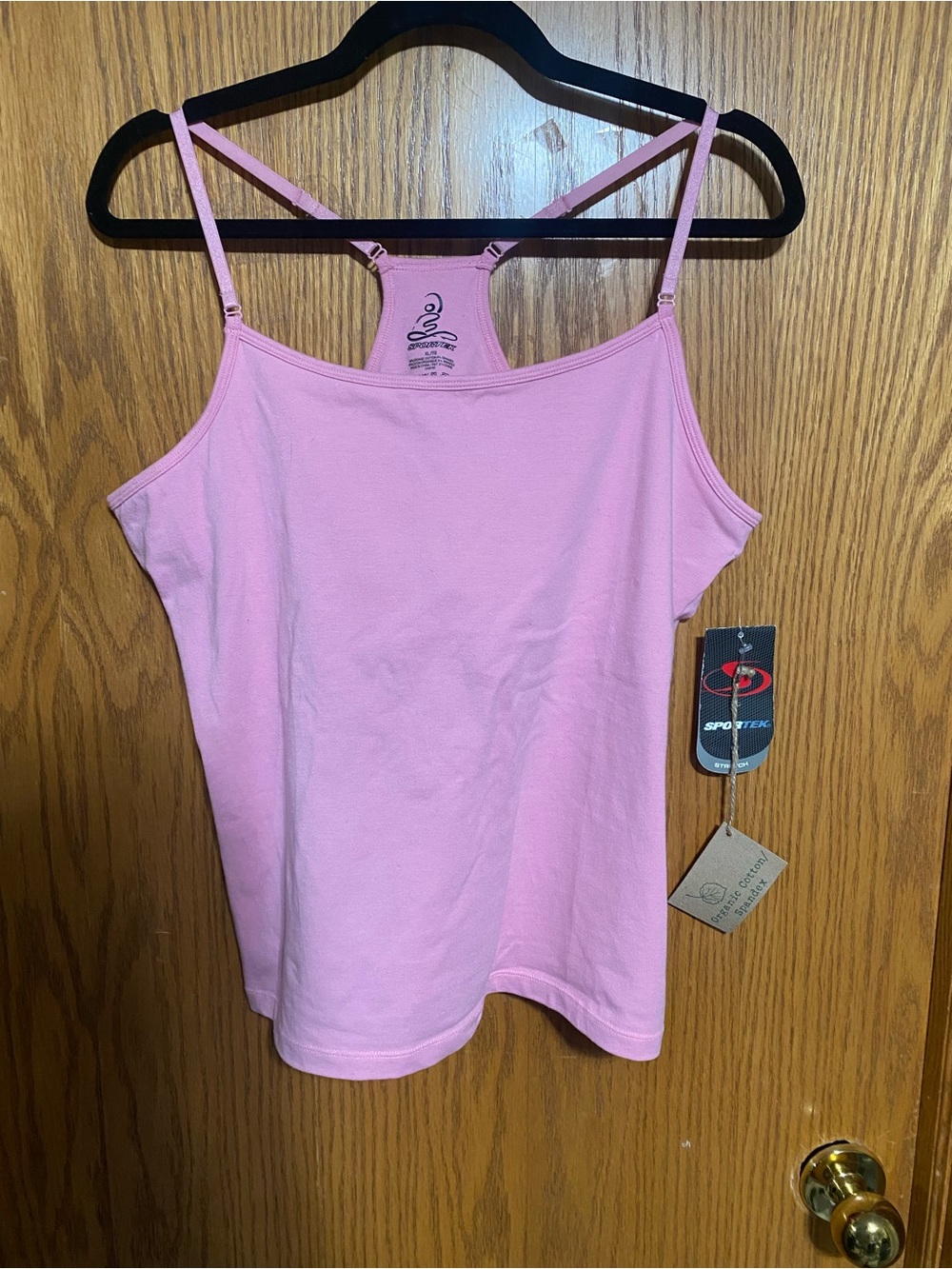 Pink Racerback workout  Tank Top adjustable straps also has a built in bra